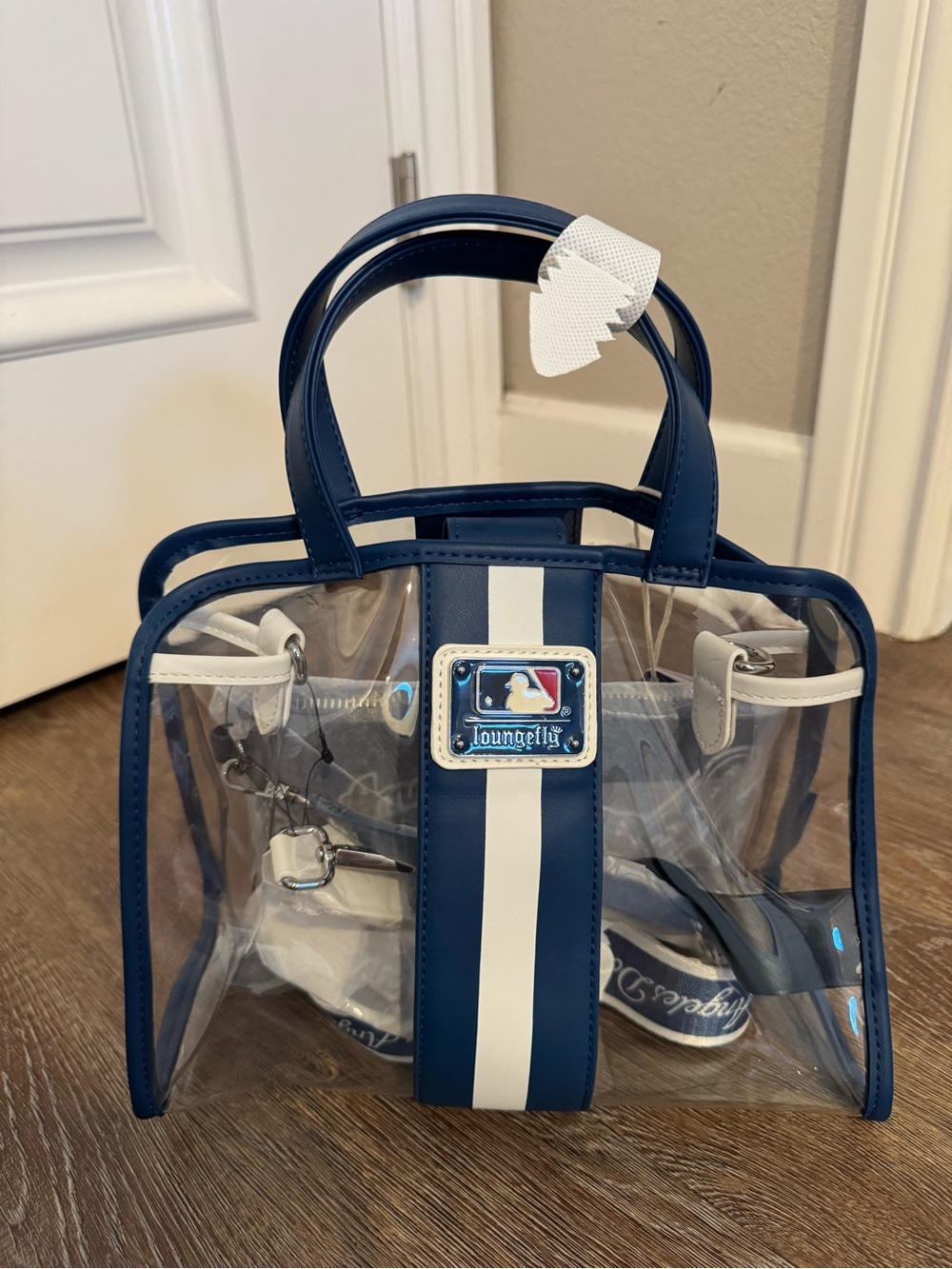 MLB Los Angeles Dodgers Clear Tote with Navy and White Trim - Picture 3 of 7
